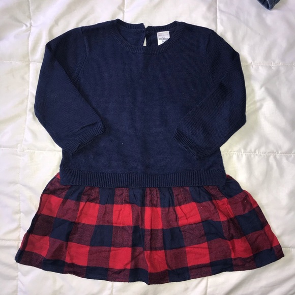 Sweater dress with plaid skirt - Picture 1 of 3
